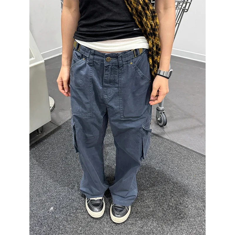 Retro Washed Straight-Leg Design Multi-Pocket Loose Cargo Pants For Men And Women, Street-Style Distressed Casual
Retro Washed Straight-Leg Design Multi-Pocket Loose Cargo Pants For Men And Women, Street-Style Distressed Casual