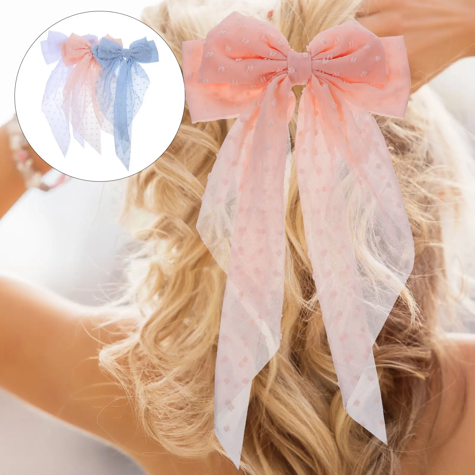 3Pcs Hair Clip Bow Ribbon Spring Clips for Women Girls Long Tail Hair Accessories for Party Wedding Travel Festival
3Pcs Hair Clip Bow Ribbon Spring Clips for Women Girls Long Tail Hair Accessories for Party Wedding Travel Festival