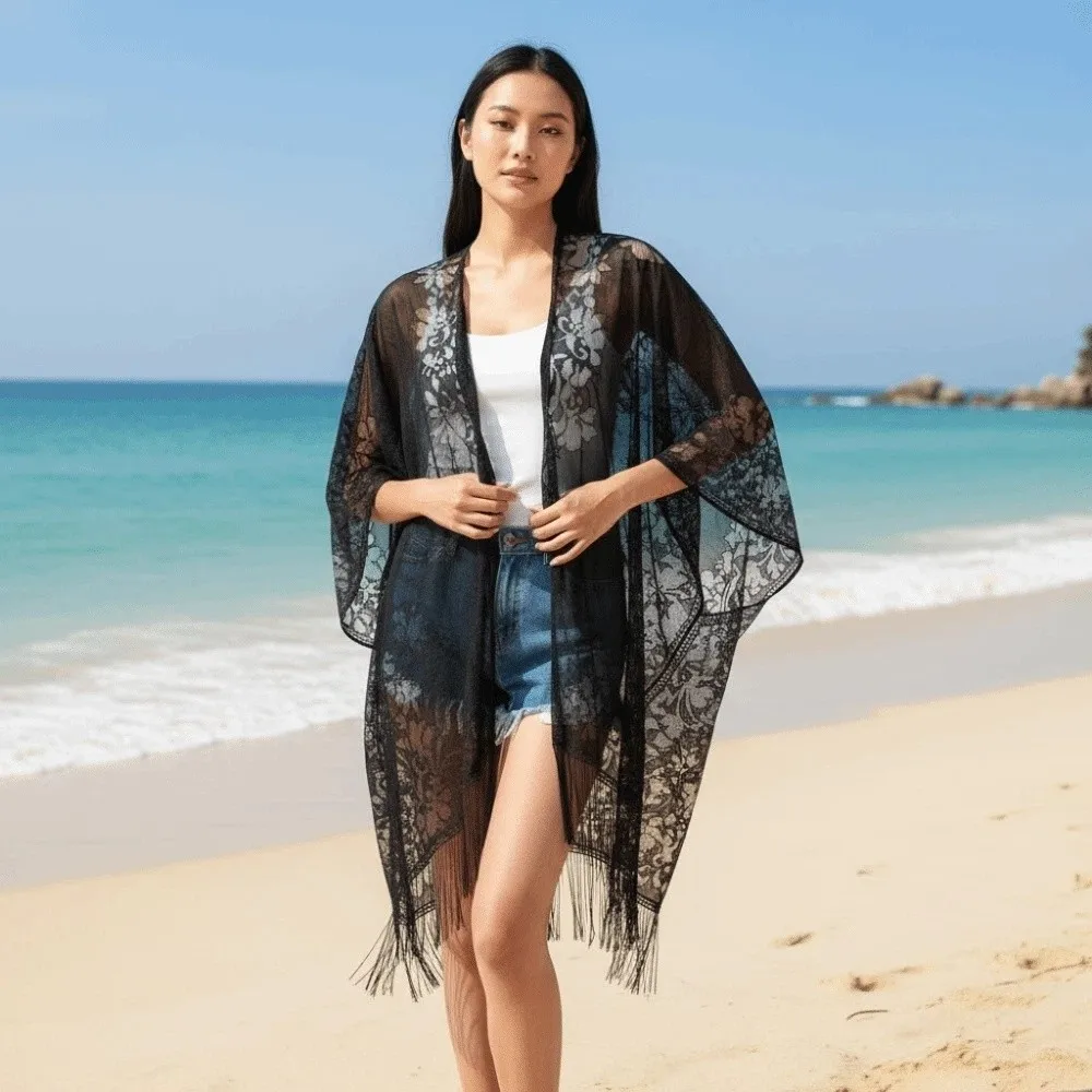 Breathable Lace Hollow Flower Shawl Sunscreen with Tassel Sunshade Thin Large Scarf Polyester Sweat-absorption
Breathable Lace Hollow Flower Shawl Sunscreen with Tassel Sunshade Thin Large Scarf Polyester Sweat-absorption