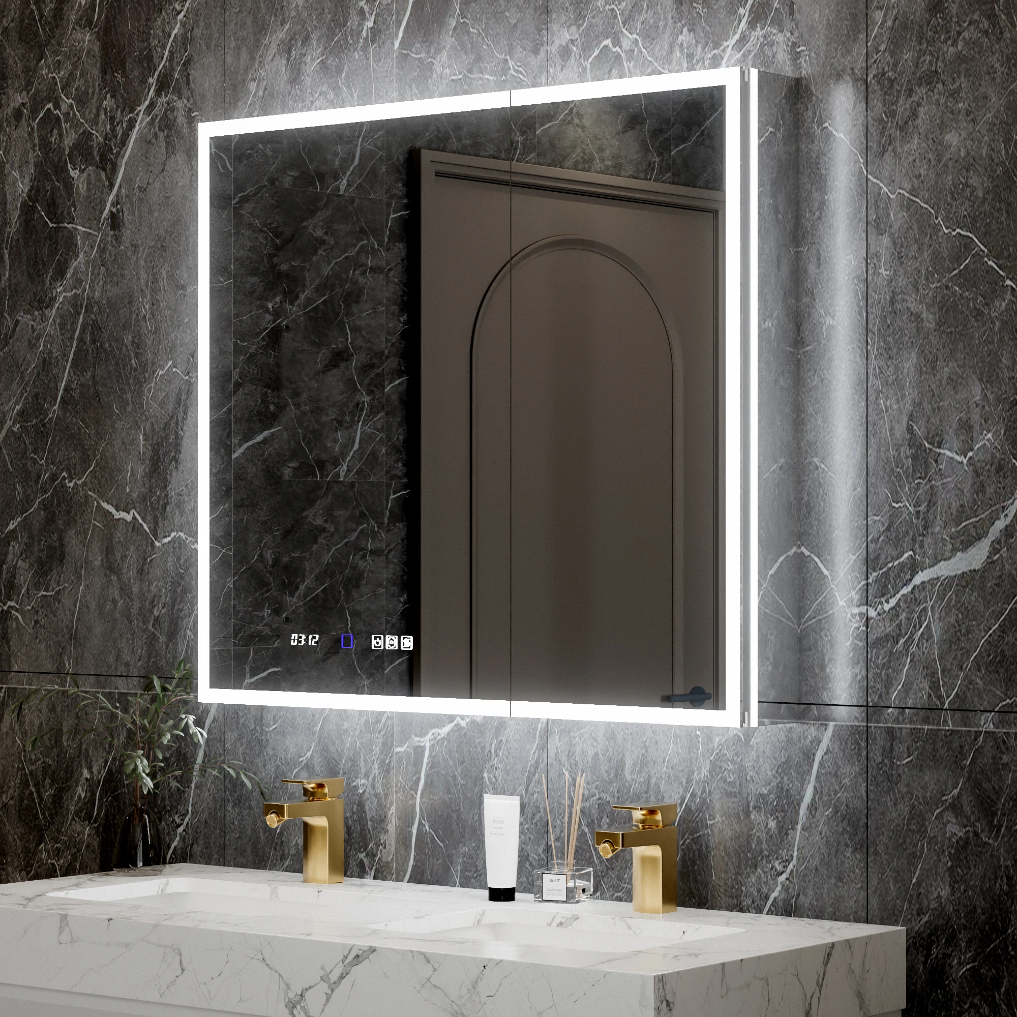 Зеркальный шкаф для ванной комнаты с подсветкой, настенный умный зеркальный шкаф для хранения косметики, в наличии на складе в США.
Зеркальный шкаф для ванной комнаты с подсветкой, настенный умный зеркальный шкаф для хранения косметики, в наличии на складе в США.