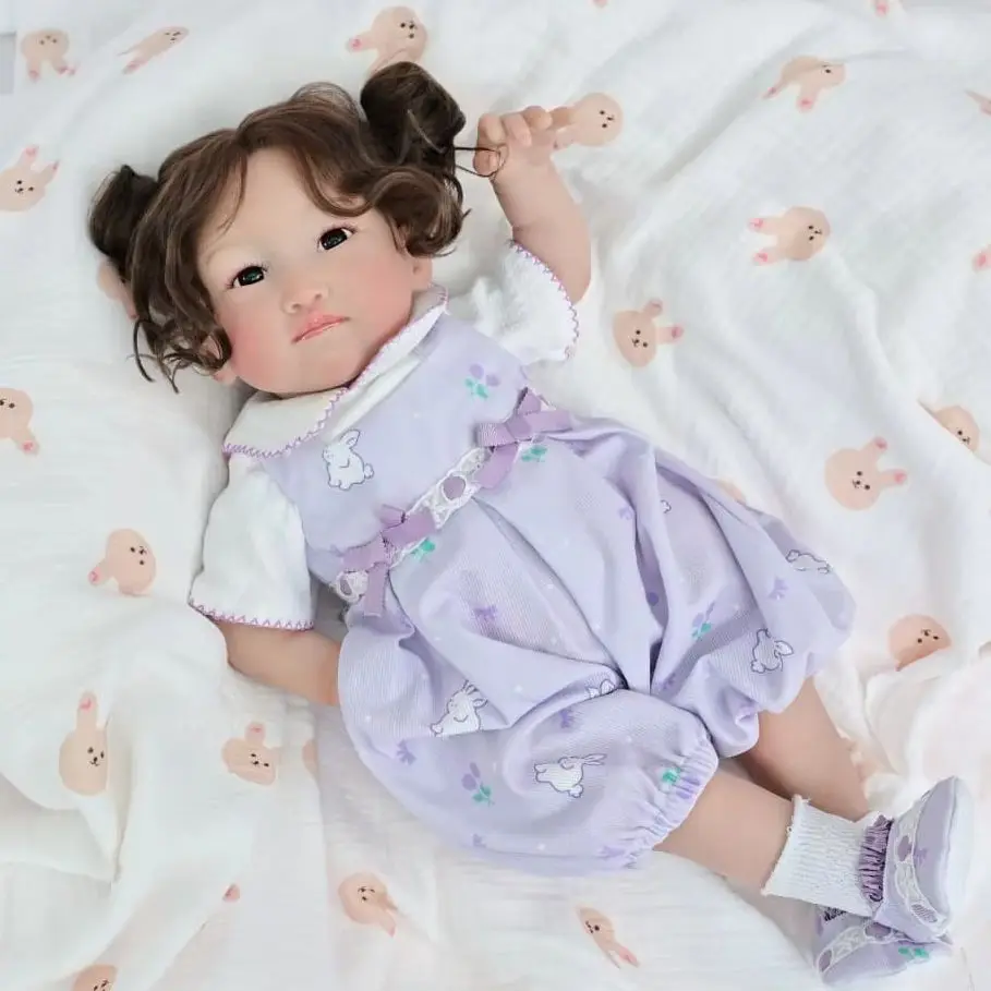 Cloveray Original 22-inch Kawaii Doll Reborn Baby Doll Soft Cute Vinyl Girl Birthday Gift Purple Bunny Print Doll For Collectors
Cloveray Original 22-inch Kawaii Doll Reborn Baby Doll Soft Cute Vinyl Girl Birthday Gift Purple Bunny Print Doll For Collectors