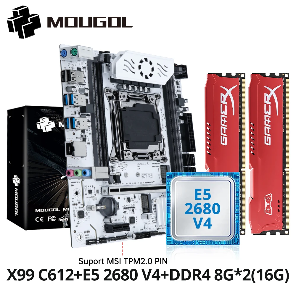 MOUGOL X99 Motherboard Kit C612 Chip with E5 2680 V4 CPU & DDR4 16G (2*8G) 2133MHz Memory NVME PCIE3.0 SATA3.0 for Desktop Host
MOUGOL X99 Motherboard Kit C612 Chip with E5 2680 V4 CPU & DDR4 16G (2*8G) 2133MHz Memory NVME PCIE3.0 SATA3.0 for Desktop Host
