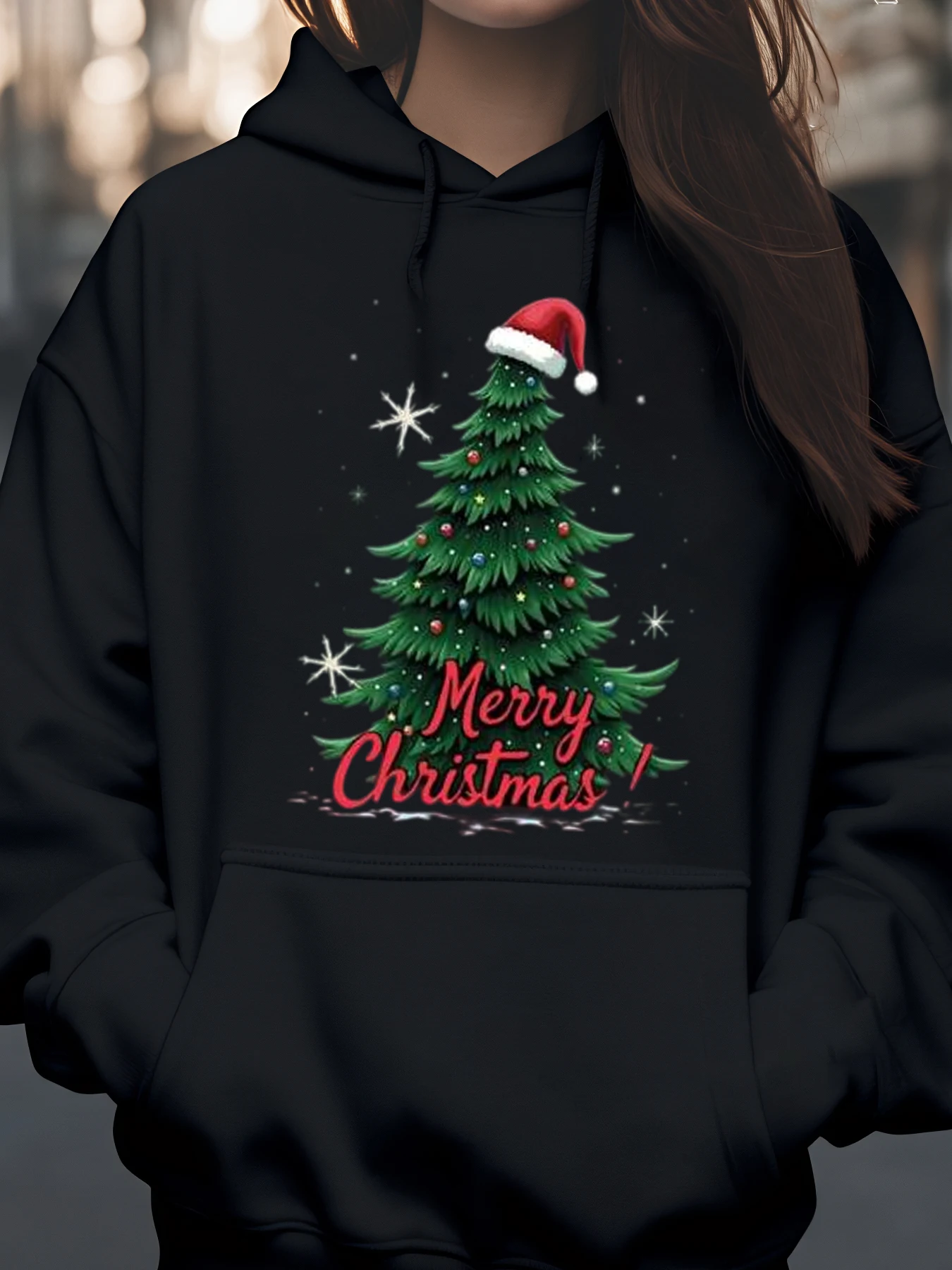 Christmas Tree with Santa Hat Merry Christmas Print Hoodie Holiday Wear for Women
Christmas Tree with Santa Hat Merry Christmas Print Hoodie Holiday Wear for Women