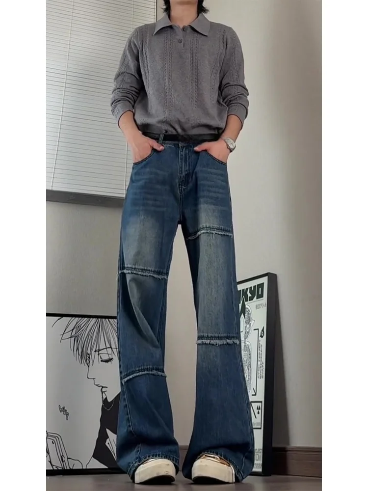 High Street Vibe Men's Workwear Jeans American Sle Haome Frayed Patchwork Design Loose Wide Leg Pants
High Street Vibe Men's Workwear Jeans American Sle Haome Frayed Patchwork Design Loose Wide Leg Pants
