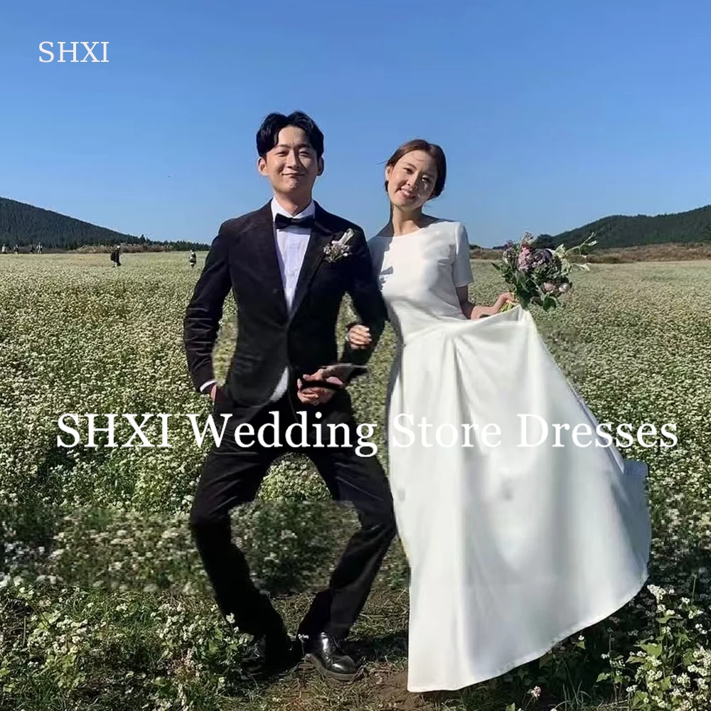 SHXI Short Sleeves Satin A Line Korea Wedding Dresses Simple Long Reception Dress Bridal Gown Photos Shoot Customized
SHXI Short Sleeves Satin A Line Korea Wedding Dresses Simple Long Reception Dress Bridal Gown Photos Shoot Customized
