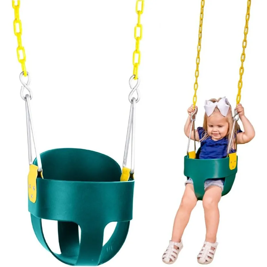 Toddler Swing Seat with Plastic Coated Chains, High Back Full Bucket Swing for Outdoor Play Equipment, Green
Toddler Swing Seat with Plastic Coated Chains, High Back Full Bucket Swing for Outdoor Play Equipment, Green