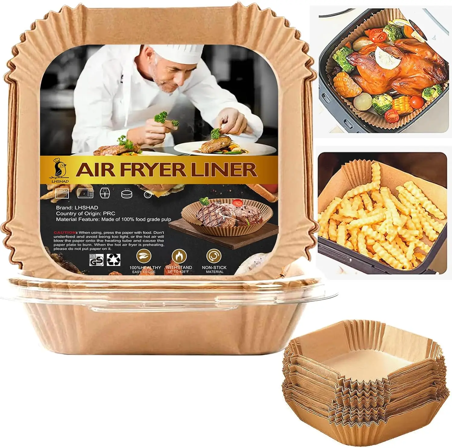 Square Air Fryer Disposable Paper Liners 10 Inch, 100Pcs for 8-12QT, Non-stick Parchment for Frying and Roasting
Square Air Fryer Disposable Paper Liners 10 Inch, 100Pcs for 8-12QT, Non-stick Parchment for Frying and Roasting