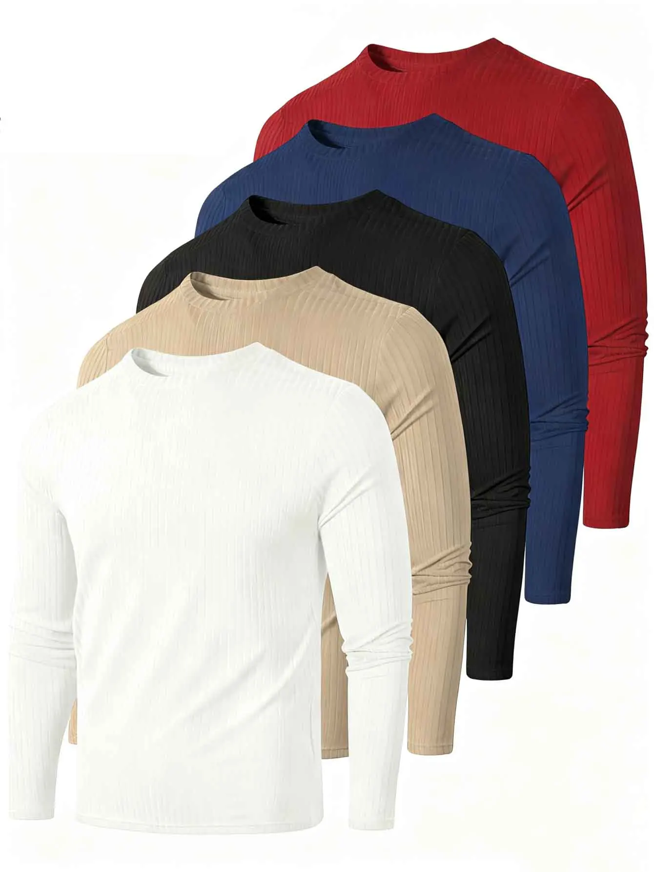5 Pack Men's Athletic Shirt - Crew Neck Slim Fit Long Sleeve Pullover Base Layer, Rib Knit Quick Dry Lightweight Top
5 Pack Men's Athletic Shirt - Crew Neck Slim Fit Long Sleeve Pullover Base Layer, Rib Knit Quick Dry Lightweight Top