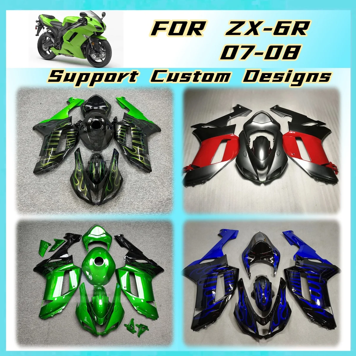 Cowling Kit 2007 2008 ZX6R Complete Aftermarket Injection Fairings for Kawasaki ZX 6R 07 08 Fairing Set Frame
Cowling Kit 2007 2008 ZX6R Complete Aftermarket Injection Fairings for Kawasaki ZX 6R 07 08 Fairing Set Frame