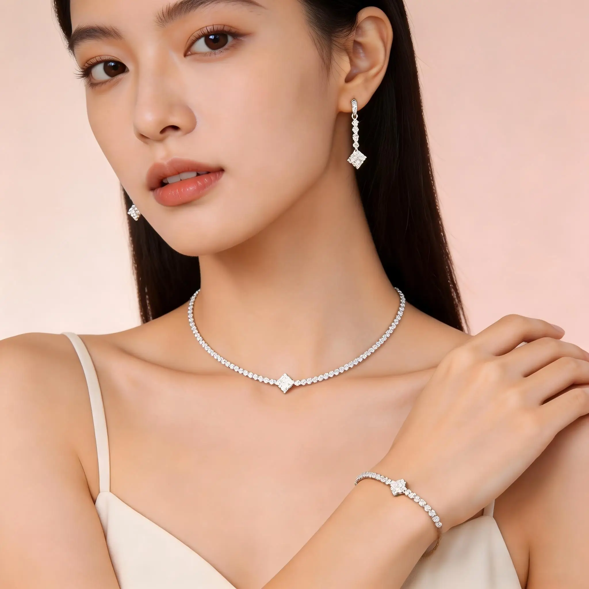Rose Gold Plated Tennis Jewelry Set with Sparkling Crystals, Necklace, Earrings & Bracelet for Women Party Wear
Rose Gold Plated Tennis Jewelry Set with Sparkling Crystals, Necklace, Earrings & Bracelet for Women Party Wear