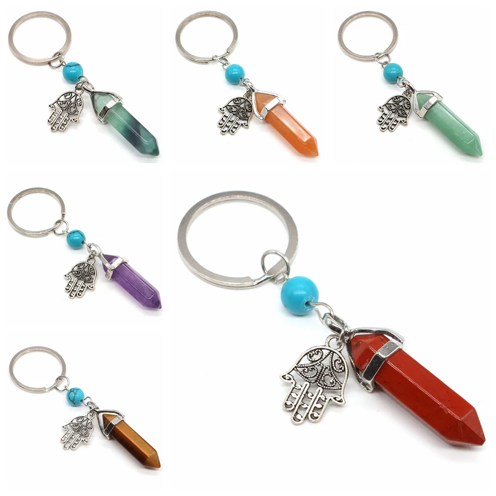 Hexagonal Column Stone Keychain Natural Crystals Quartz Reiki Healing Gemstone Evil Eye Head Key Chain Fatima Jewelry Party Gift
Hexagonal Column Stone Keychain Natural Crystals Quartz Reiki Healing Gemstone Evil Eye Head Key Chain Fatima Jewelry Party Gift