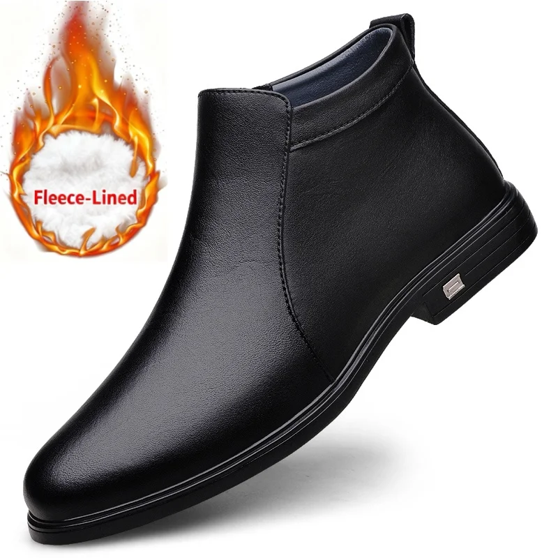 Men's Black Leather Chelsea Ankle Boots Fleece Lined Warm Winter Slip-on Formal Casual Dress Shoes for Cold Weather Wear
Men's Black Leather Chelsea Ankle Boots Fleece Lined Warm Winter Slip-on Formal Casual Dress Shoes for Cold Weather Wear