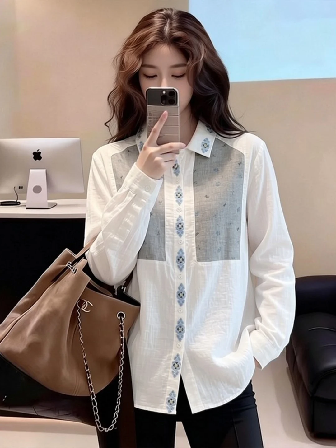 Casual Loose Long Sve irt Women's Design Patchwork Collar Spring 2026 Faion Commute Wear Top Geometric Stitching
Casual Loose Long Sve irt Women's Design Patchwork Collar Spring 2026 Faion Commute Wear Top Geometric Stitching