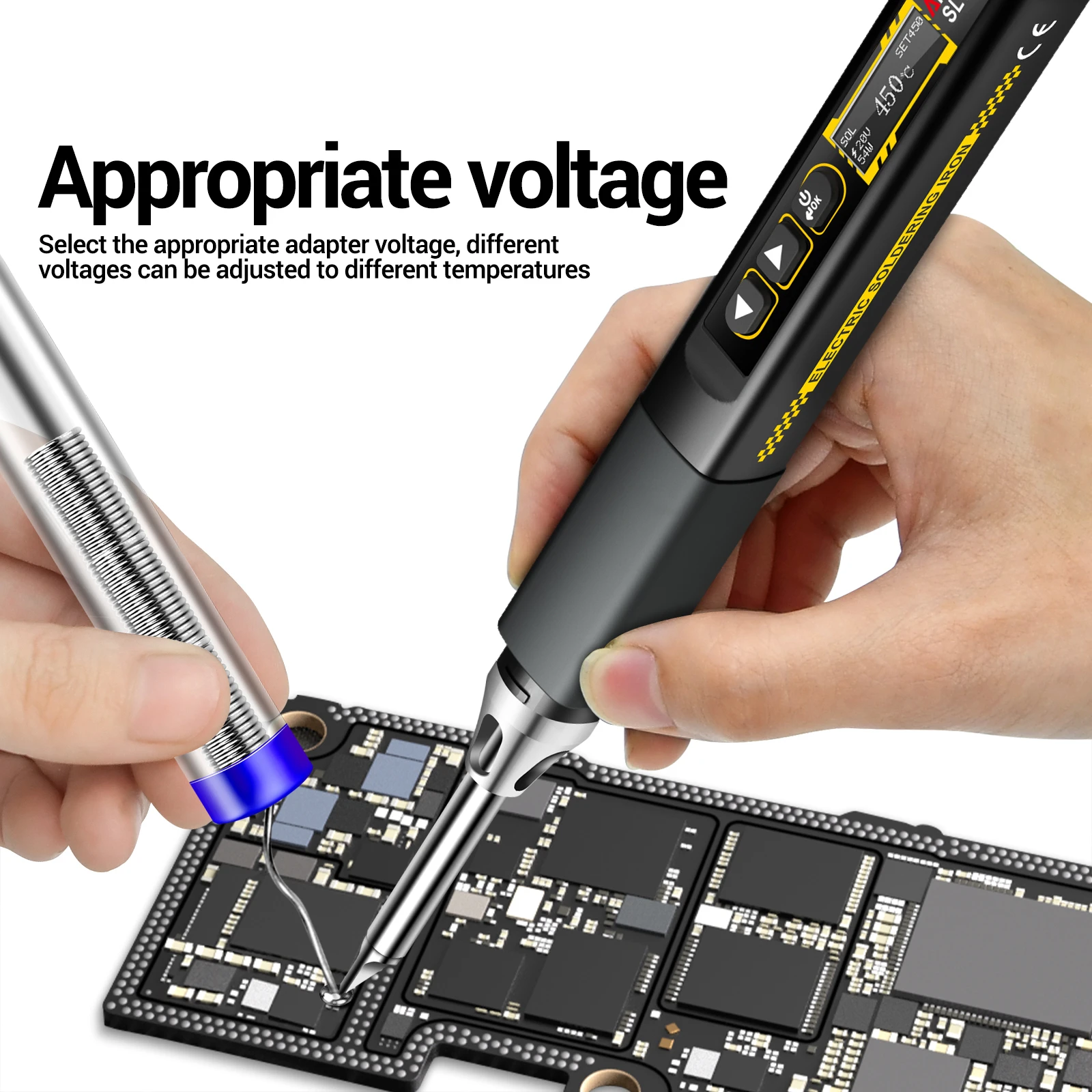 96W Smart Soldering Iron PD/QC USB Type-C Electric Soldering Iron Kit 100℃~450℃ Adjustable Temperature Repair Welding Tool
96W Smart Soldering Iron PD/QC USB Type-C Electric Soldering Iron Kit 100℃~450℃ Adjustable Temperature Repair Welding Tool