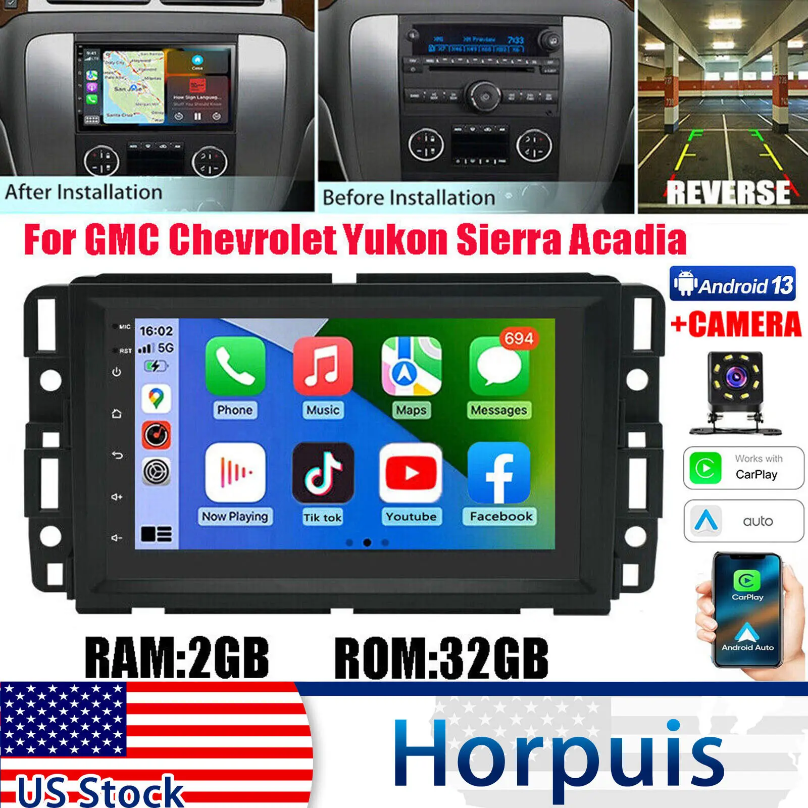 7Inch Android 13 Car Radio GPS Carplay Compatible for Chevrolet Chevy Yukon Sierra Acadia
7Inch Android 13 Car Radio GPS Carplay Compatible for Chevrolet Chevy Yukon Sierra Acadia