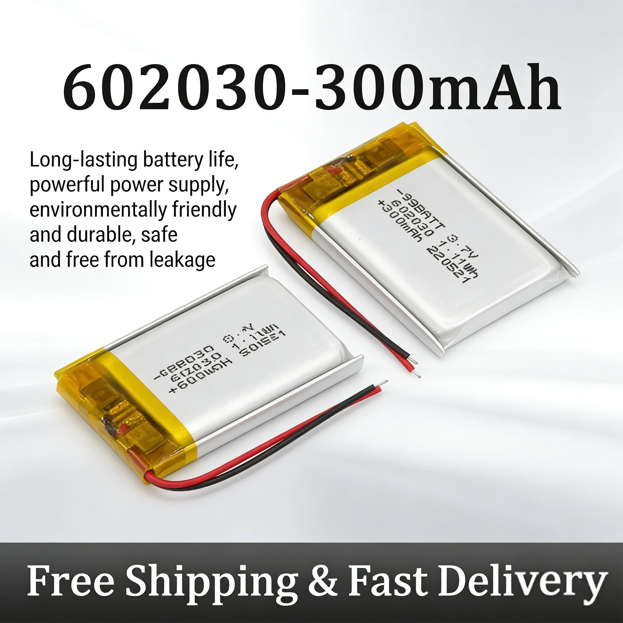 602030 3.7V 300mAh Li-Polymer Battery JST PH 2.0mm 2-Pin for TWS Charging Case Bluetooth Earphone Dash Cam Rechargeable Li-Po
602030 3.7V 300mAh Li-Polymer Battery JST PH 2.0mm 2-Pin for TWS Charging Case Bluetooth Earphone Dash Cam Rechargeable Li-Po
