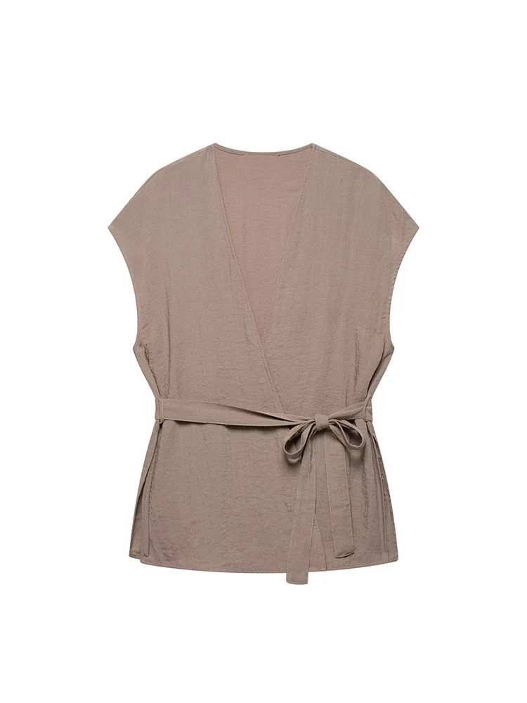 SIYANG Women Fashion With Belt Khaki Bow Side Slit Tank Tops Vintage V-Neck Sleeveless Female Chic Lady Top
SIYANG Women Fashion With Belt Khaki Bow Side Slit Tank Tops Vintage V-Neck Sleeveless Female Chic Lady Top