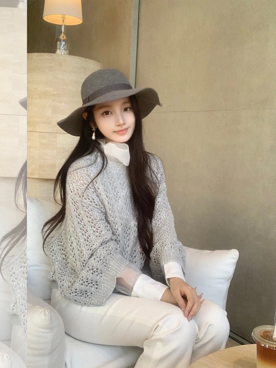 Вязаный свитер Duchunzi с блестками и вырезами, повседневный, свободного кроя, женский, осенне-зимний, в стиле Lazy Aosphere, с яркими пайетками
Вязаный свитер Duchunzi с блестками и вырезами, повседневный, свободного кроя, женский, осенне-зимний, в стиле Lazy Aosphere, с яркими пайетками