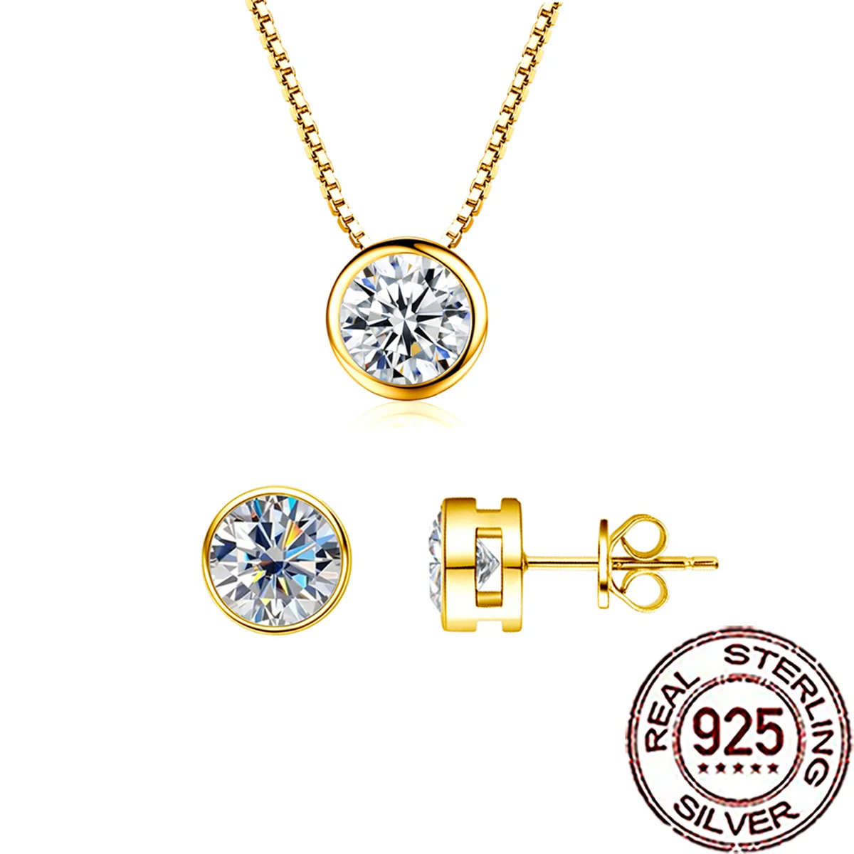 QooLady 925 Sterling Silver Shiny Round Cubic Zircon Simple Stud Earrings Necklace Set for Women Party Jewelry Accessories ST037
QooLady 925 Sterling Silver Shiny Round Cubic Zircon Simple Stud Earrings Necklace Set for Women Party Jewelry Accessories ST037