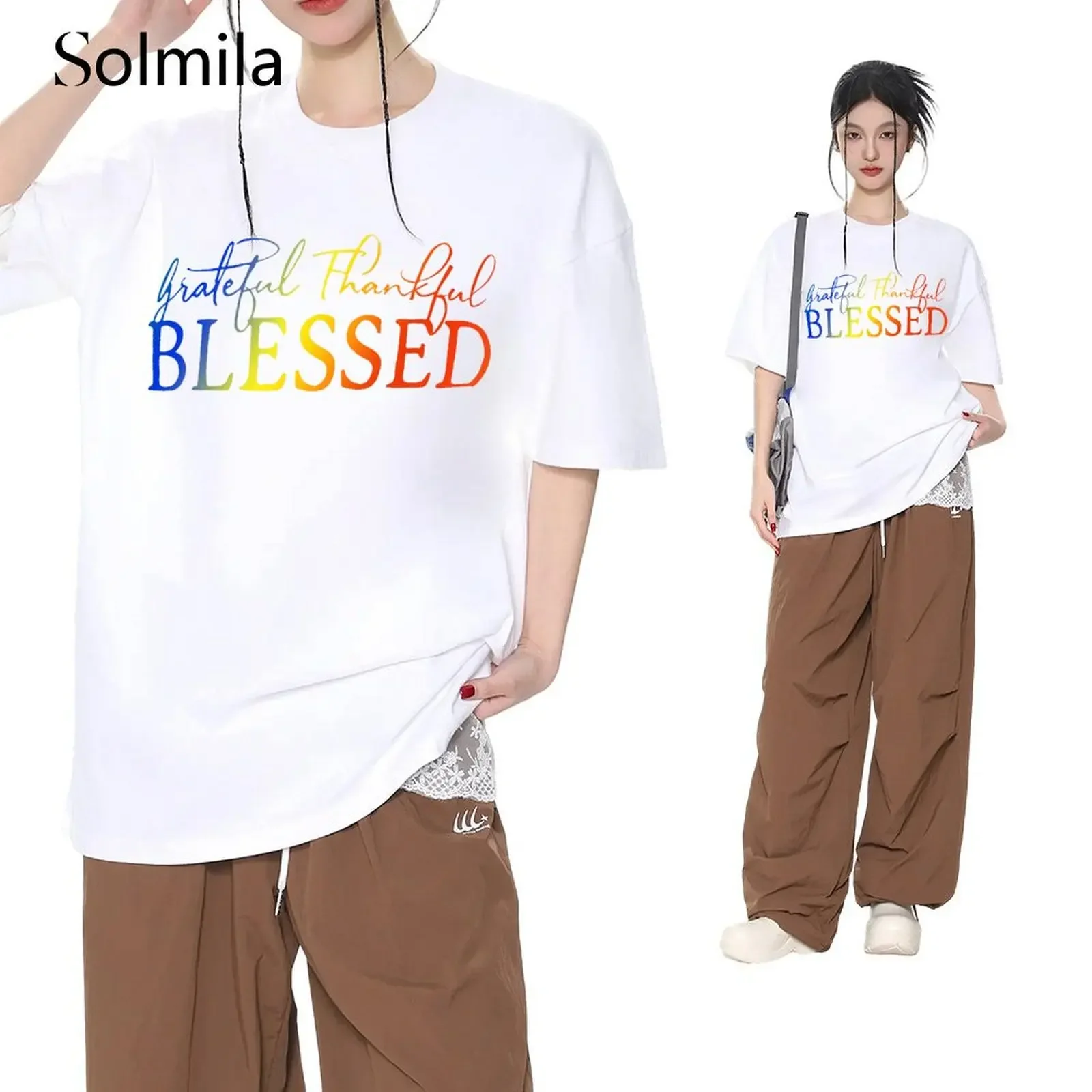 Womens Slim Simple Lounge Color T-Shirt Korean Comfortable Breathable Short Sleeve Top Graffiti Letters Causal Loose Classic Tee
Womens Slim Simple Lounge Color T-Shirt Korean Comfortable Breathable Short Sleeve Top Graffiti Letters Causal Loose Classic Tee