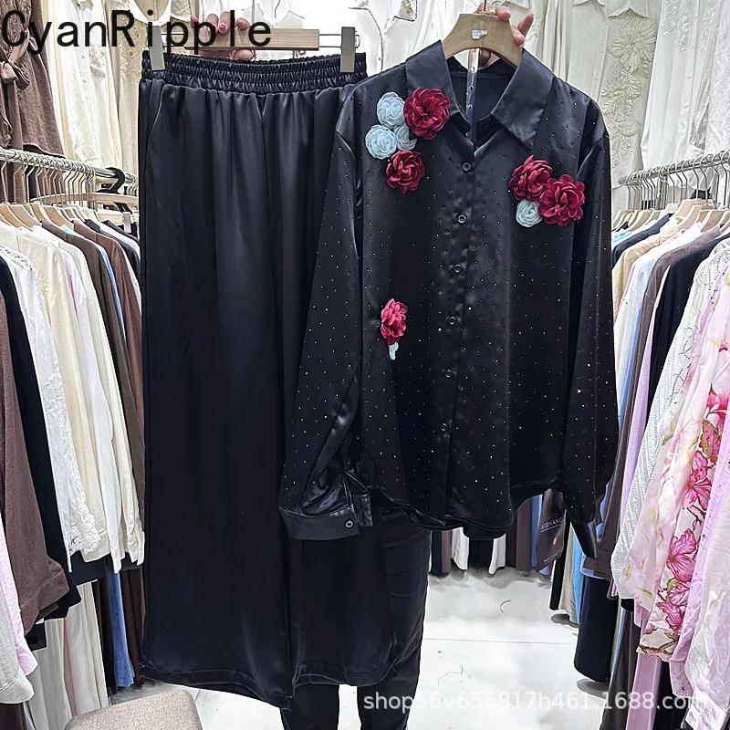 Three-dimensional Flowers Hot Diamonds Women Sets Long Sleeve Loose Cardigans Top + Elastic Waist Casual Wide Leg Long Trousers
Three-dimensional Flowers Hot Diamonds Women Sets Long Sleeve Loose Cardigans Top + Elastic Waist Casual Wide Leg Long Trousers