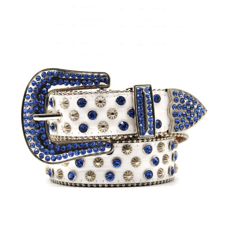 men luxury fashion white rhinestone belts pin buckle diamond studded belt soft leather waistband punk rock women designer leash
men luxury fashion white rhinestone belts pin buckle diamond studded belt soft leather waistband punk rock women designer leash