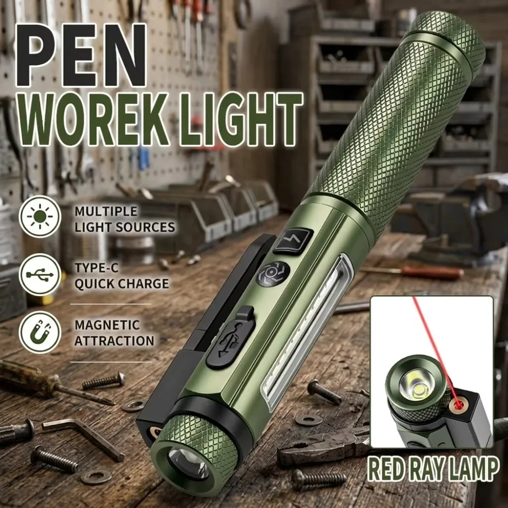 800 Lumen Rechargeable EDC LED Flashlight Pocket Pen Light With Magnetic Base & Clip for Outdoor Hiking Work & Emergency
800 Lumen Rechargeable EDC LED Flashlight Pocket Pen Light With Magnetic Base & Clip for Outdoor Hiking Work & Emergency