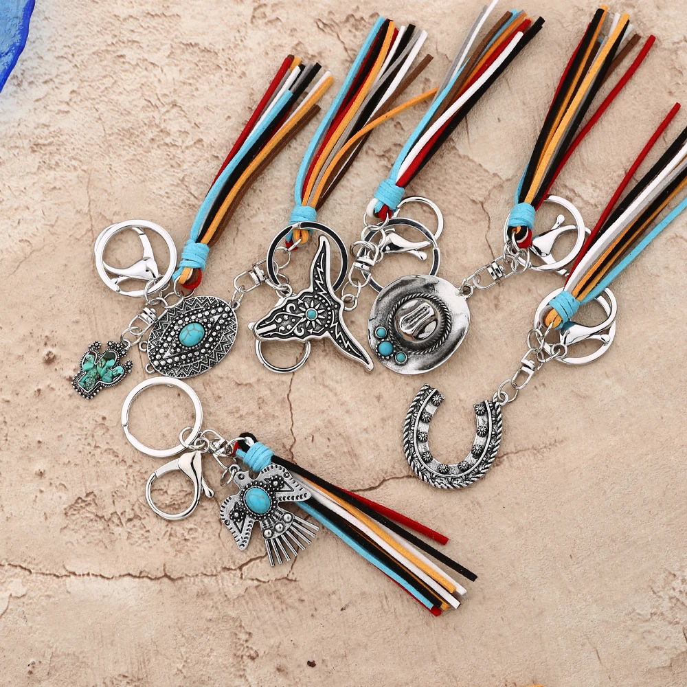 Western Cowboy Pendant Bull Head Keychain Horseshoe Pendant Eagle Keychain Cactus Bag Pendant Cowboy Hat Accessories
Western Cowboy Pendant Bull Head Keychain Horseshoe Pendant Eagle Keychain Cactus Bag Pendant Cowboy Hat Accessories