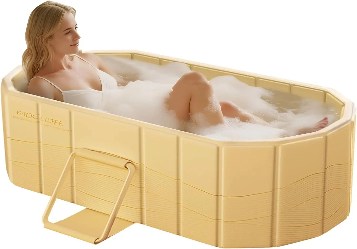 Foldable Bathtub, Portable Freestanding Soaking Tub for Adults, Collapsible Ice Bath & Hot Bath, Indoor Outdoor Use, Beige, 47.2"L x 21.6"W x 19.6"H
Foldable Bathtub, Portable Freestanding Soaking Tub for Adults, Collapsible Ice Bath & Hot Bath, Indoor Outdoor Use, Beige, 47.2"L x 21.6"W x 19.6"H