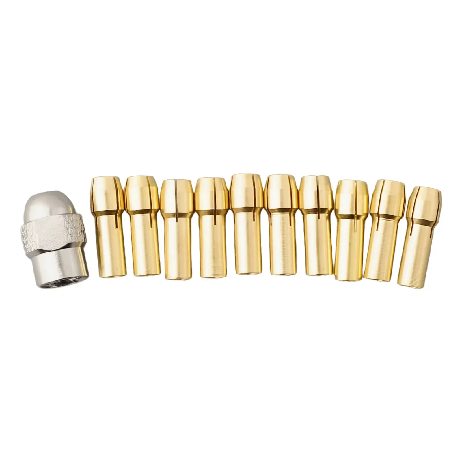 11pcs/Set Mini Drill Brass Collet 4.3mm Shank 0.5 - 3.2mm Collet And M8 X 0.75 Nut For Rotary Tool Accessories
11pcs/Set Mini Drill Brass Collet 4.3mm Shank 0.5 - 3.2mm Collet And M8 X 0.75 Nut For Rotary Tool Accessories