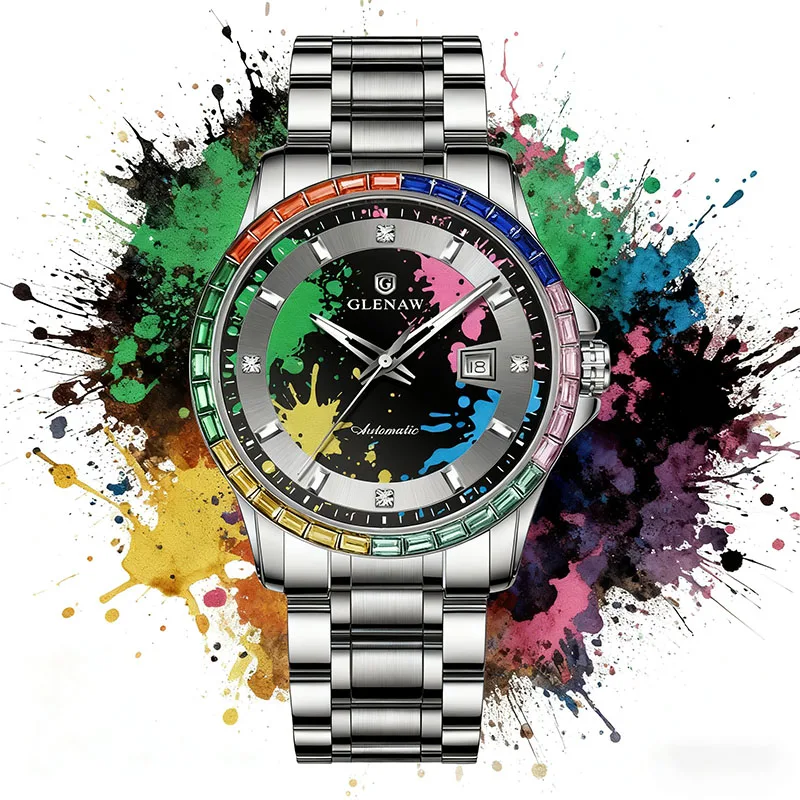 GLENAW новые механические часы водонепроницаемые из нержавеющей стали со светящимися бриллиантами и чернилами мужские роскошные брендовые механические часы
GLENAW новые механические часы водонепроницаемые из нержавеющей стали со светящимися бриллиантами и чернилами мужские роскошные брендовые механические часы
