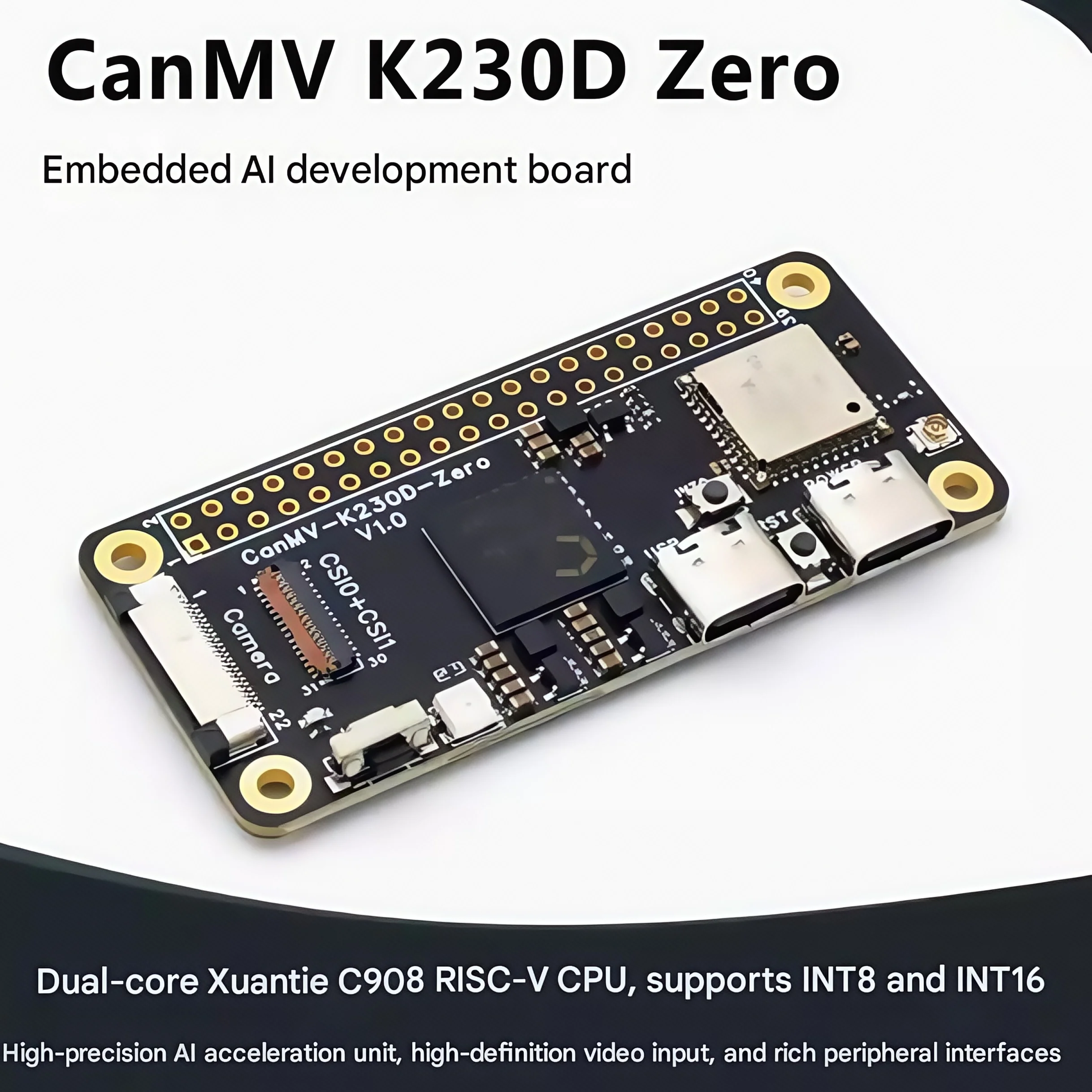 CanMV K230D Zero development board machine vision recognition camera artificial intelligence AI motherboard
CanMV K230D Zero development board machine vision recognition camera artificial intelligence AI motherboard