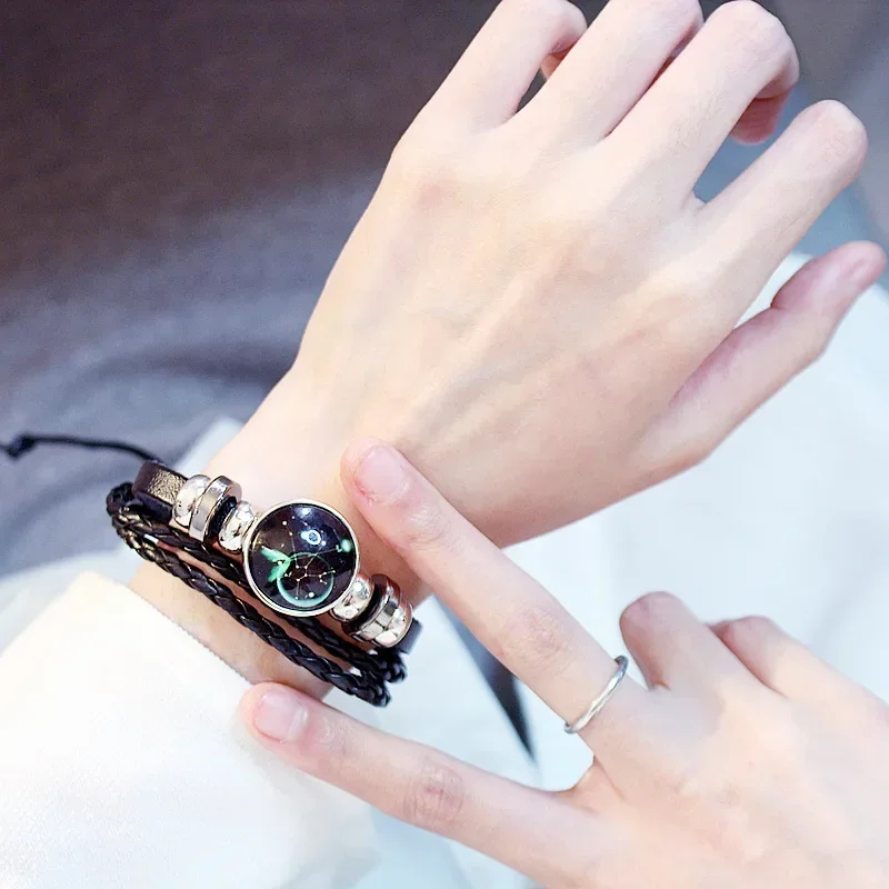 New Fashion 12 Constellation Luminous Leather Bracelet Jewellery Male Women Braid Rope punk Bangle Jewelry Accessories Gifts
New Fashion 12 Constellation Luminous Leather Bracelet Jewellery Male Women Braid Rope punk Bangle Jewelry Accessories Gifts