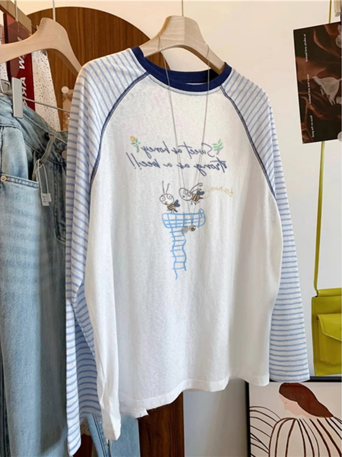 Adorable Color Block Striped Long Sleeve T-Shirt Women's Spring Autumn Slimming Versatile Sun Protection Top Korean Style Cas...
Adorable Color Block Striped Long Sleeve T-Shirt Women's Spring Autumn Slimming Versatile Sun Protection Top Korean Style Cas...