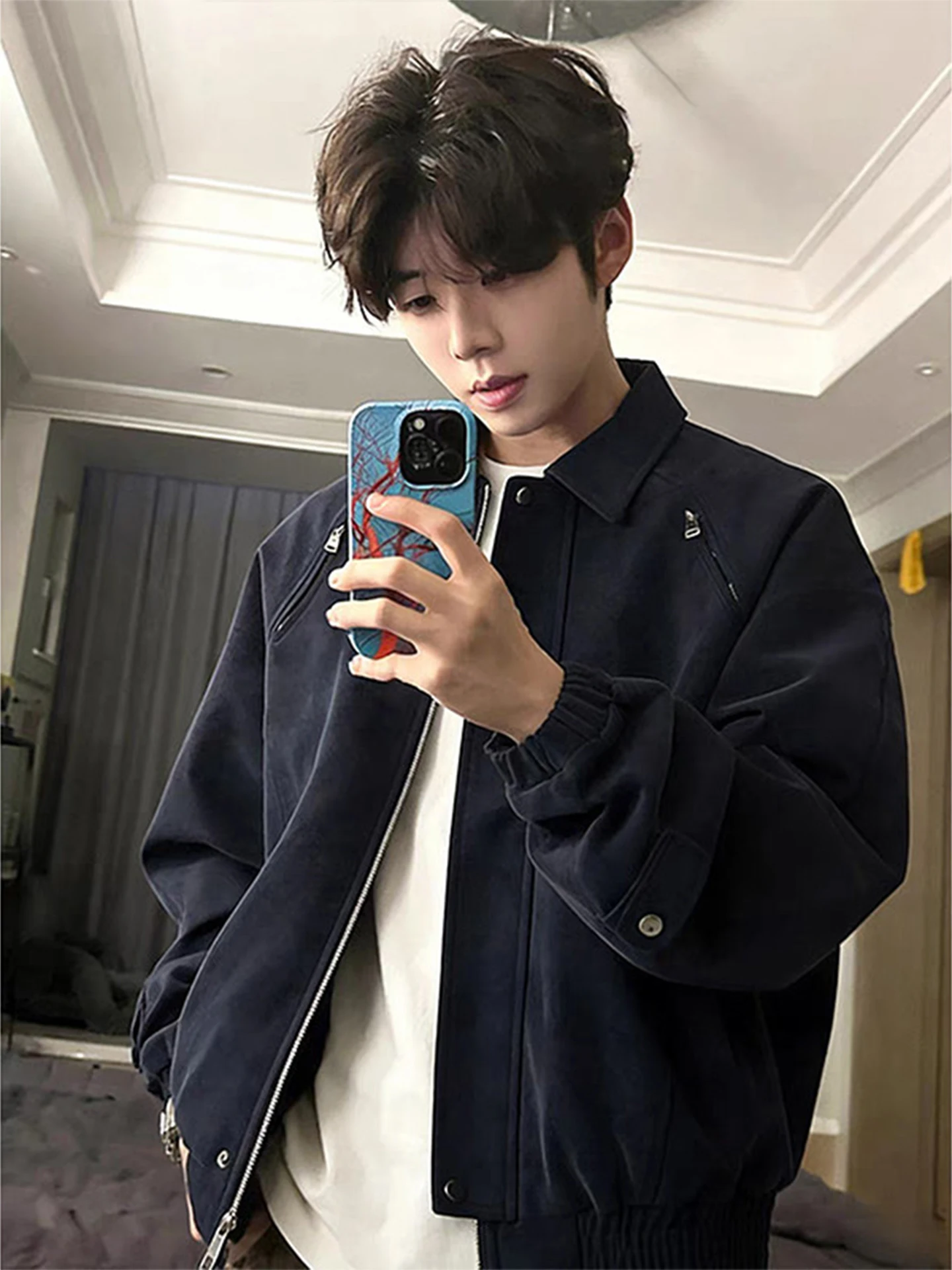 Men's Biker Jaet PU Leather Flight Coat Spring Autumn Loose Fit Zipper Decorated Durable Blue Outerwear Casual Faion
Men's Biker Jaet PU Leather Flight Coat Spring Autumn Loose Fit Zipper Decorated Durable Blue Outerwear Casual Faion