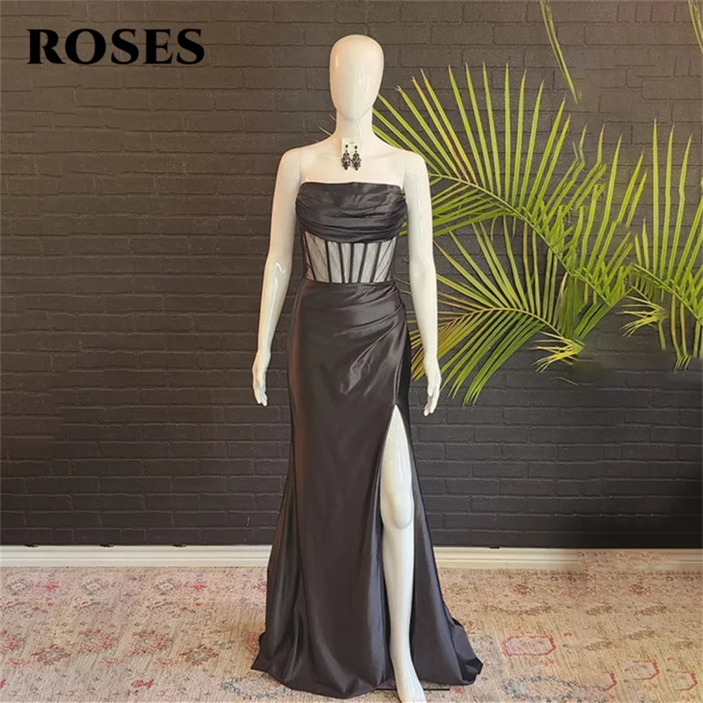 ROSES Stain Mermaid Long Party Dresses Side Split Vintage Night Dress Strapless Sleeveless Celebrity Dresses vestidos de fiesta
ROSES Stain Mermaid Long Party Dresses Side Split Vintage Night Dress Strapless Sleeveless Celebrity Dresses vestidos de fiesta