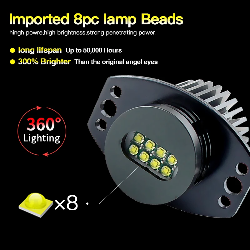 2PCS LED Angel Eyes Marker Lights Bulbs Canbus For 2004 2005-2008 BMW 3 Series E90 Saloon E91 Touring Pre LCI with Xenon Lights
2PCS LED Angel Eyes Marker Lights Bulbs Canbus For 2004 2005-2008 BMW 3 Series E90 Saloon E91 Touring Pre LCI with Xenon Lights