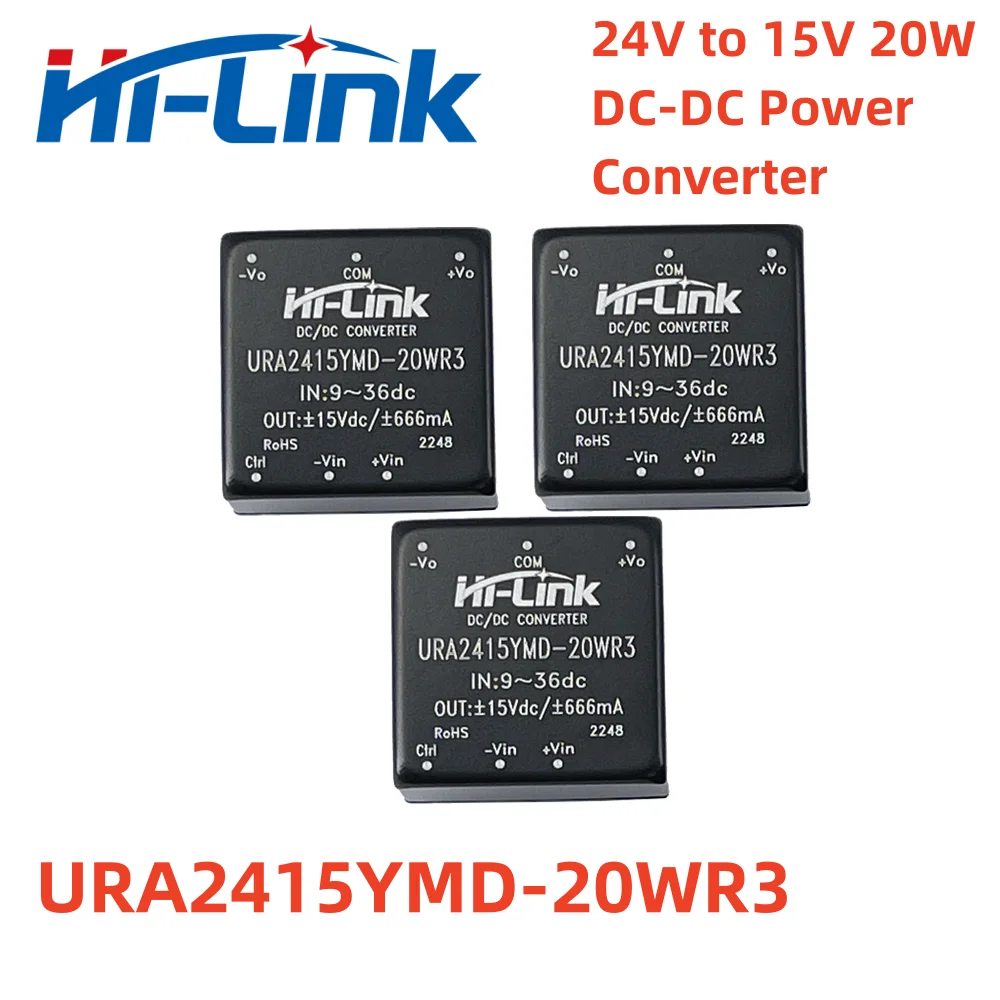 2pcs/Lot URA2415YMD-20WR3 Isolated and Stabilized Dual Circuit 24V to 15V 20W DC-DC Power Converter
2pcs/Lot URA2415YMD-20WR3 Isolated and Stabilized Dual Circuit 24V to 15V 20W DC-DC Power Converter
