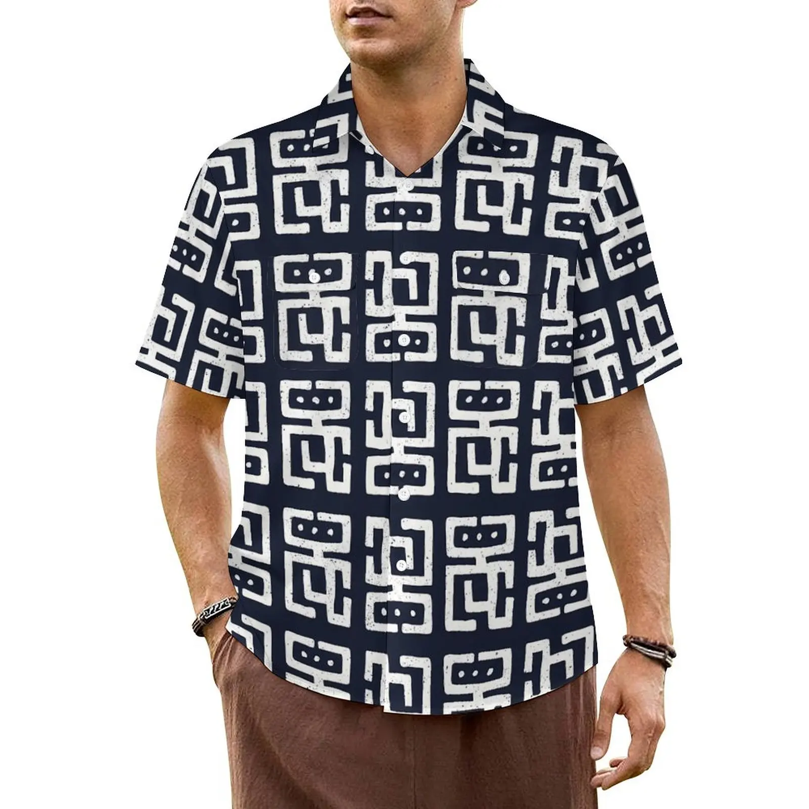 Tribal Print Beach Shirt Black And White Hawaii Casual Shirts Mens Cool Blouses Short-Sleeve Harajuku Graphic Clothing
Tribal Print Beach Shirt Black And White Hawaii Casual Shirts Mens Cool Blouses Short-Sleeve Harajuku Graphic Clothing