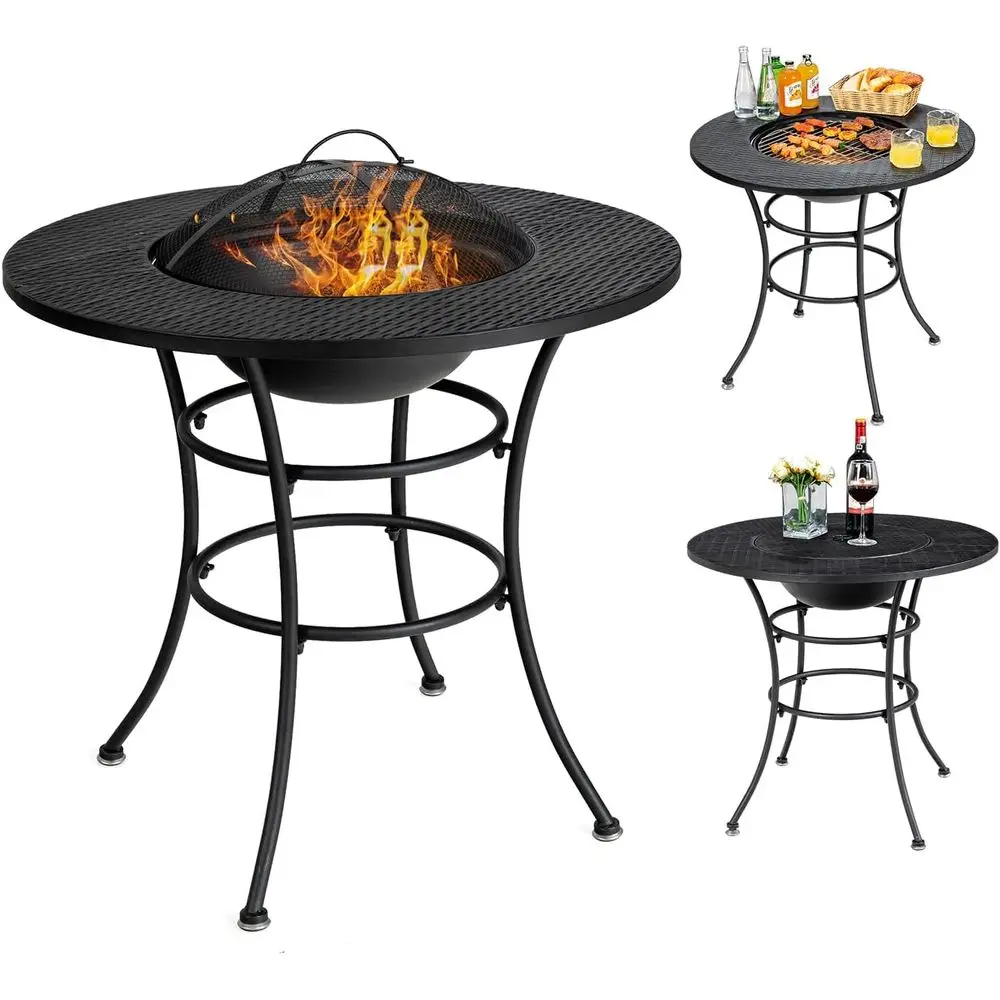 32 Inch 4-In-1 Round Metal Fire Pit Dining Table Wood Burning Fire Bowl With Cover Poker Grill Grate For Yard Camping Picnic
32 Inch 4-In-1 Round Metal Fire Pit Dining Table Wood Burning Fire Bowl With Cover Poker Grill Grate For Yard Camping Picnic