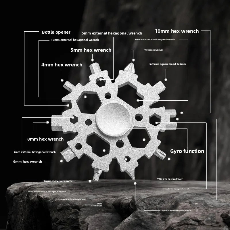 Многофункциональный гаечный ключ-гиро «Снежинка» — портативный инструмент 23-в-1 для экстренных случаев с отверткой и открывалкой для бутылок
Многофункциональный гаечный ключ-гиро «Снежинка» — портативный инструмент 23-в-1 для экстренных случаев с отверткой и открывалкой для бутылок