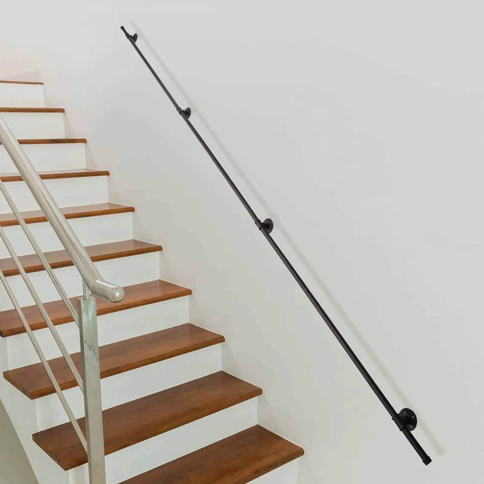 Dynami 9ft Black Pipe Stair Handrail, Wall Mount Black Galvanized Industrial Hand Rail Iron Loft Pipe Handrail, Metal Railing Non-
Dynami 9ft Black Pipe Stair Handrail, Wall Mount Black Galvanized Industrial Hand Rail Iron Loft Pipe Handrail, Metal Railing Non-
