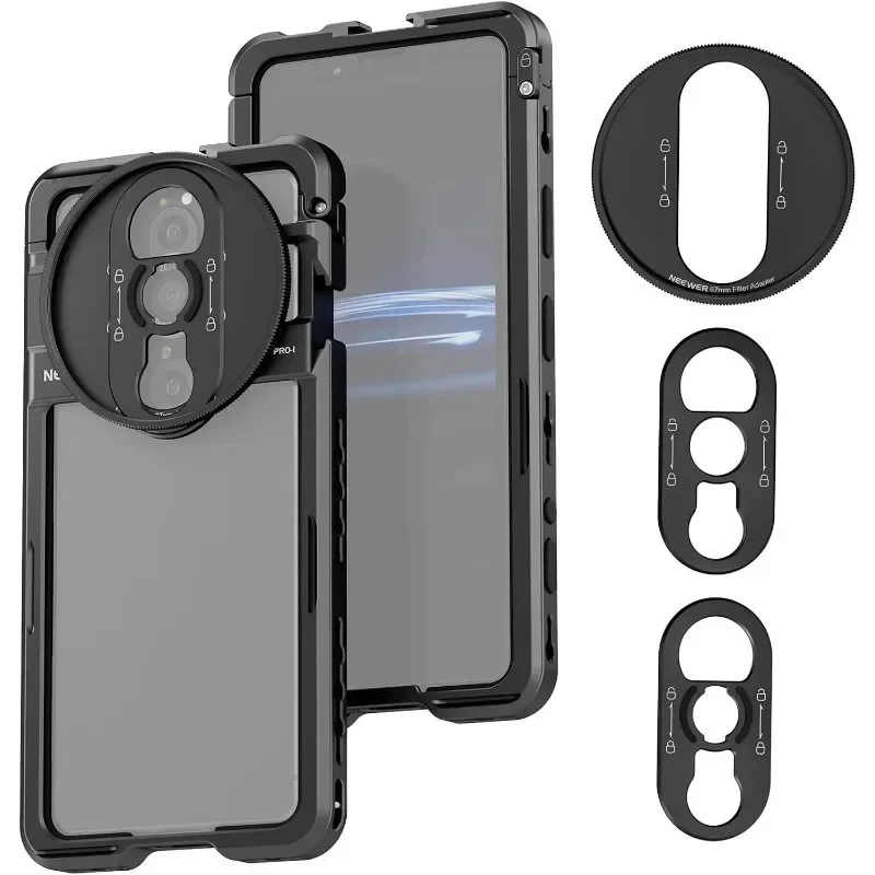 Phone cage for Sony Xperia PRO-I Cage, Quick Release Video Rig Case Phone With 67mm Filter Adapter, 17mm Lens Backplate
Phone cage for Sony Xperia PRO-I Cage, Quick Release Video Rig Case Phone With 67mm Filter Adapter, 17mm Lens Backplate