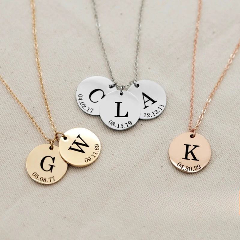 Personalized Necklace for Mom Custom Name Date Disc Coin Pendant Necklace for Women Stainless Steel Jewelry Gift
Personalized Necklace for Mom Custom Name Date Disc Coin Pendant Necklace for Women Stainless Steel Jewelry Gift