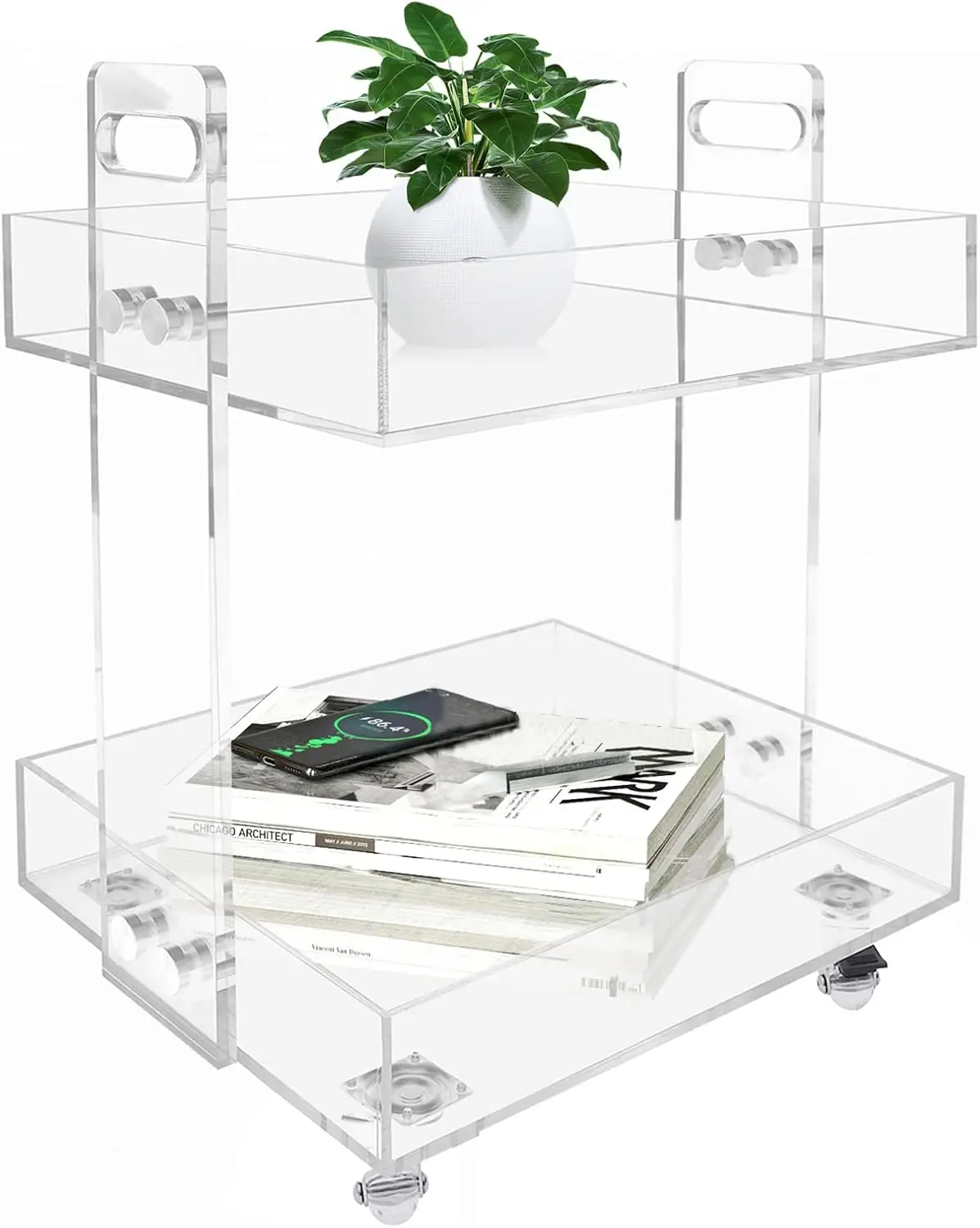 Двухуровневый прозрачный торцевой столик, акриловый приставной столик, акриловые прикроватные тумбочки на колесах, многофункциональная прозрачная тележка для хранения, прозрачный акрил
Двухуровневый прозрачный торцевой столик, акриловый приставной столик, акриловые прикроватные тумбочки на колесах, многофункциональная прозрачная тележка для хранения, прозрачный акрил
