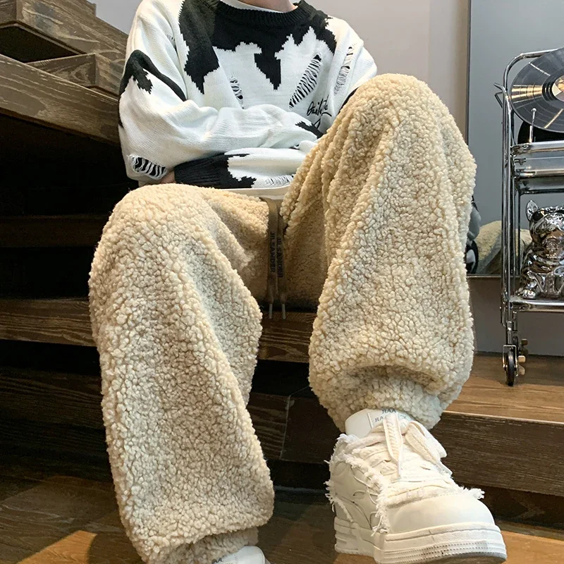 Pop Winter Thickened Pants Men Warm Fashion Retro Lamb Wool Pants Men Oversized Streetwear Loose Straight Pants Mens Thick Trous
Pop Winter Thickened Pants Men Warm Fashion Retro Lamb Wool Pants Men Oversized Streetwear Loose Straight Pants Mens Thick Trous