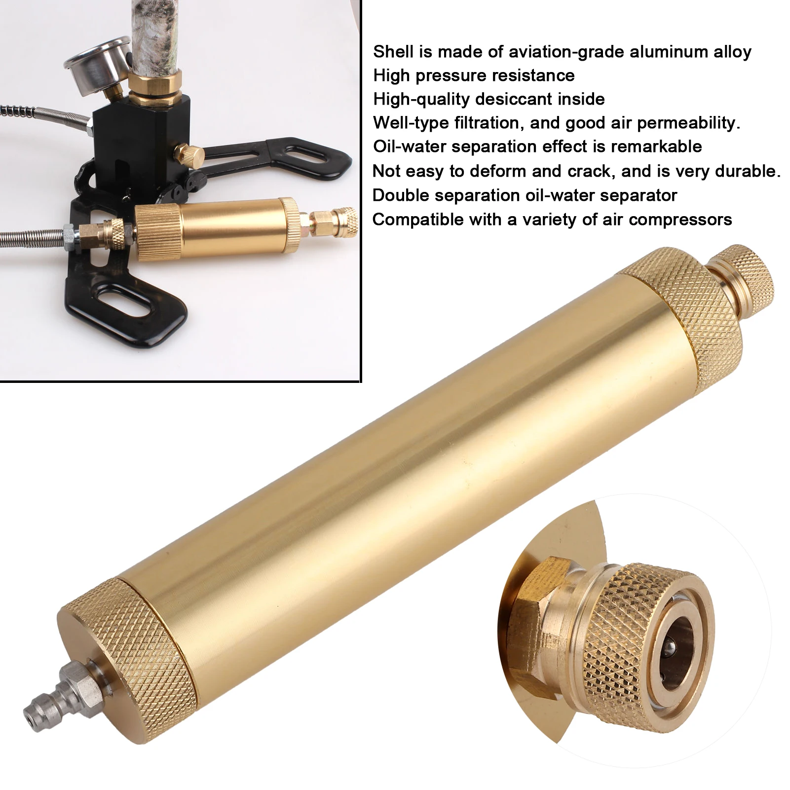 Oil‑Water Separator Filter for High Pressure Air Pump Compressor 30mpa Aluminium Alloy
Oil‑Water Separator Filter for High Pressure Air Pump Compressor 30mpa Aluminium Alloy