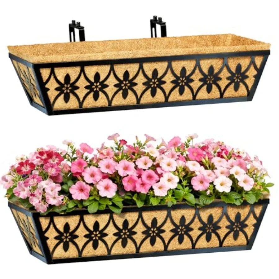 24 Inch Window Boxes Planters Railing Planter Box - 2 Pack Deck Railing Planter Boxes with Adjustable Brackets Coco Liners Balc
24 Inch Window Boxes Planters Railing Planter Box - 2 Pack Deck Railing Planter Boxes with Adjustable Brackets Coco Liners Balc