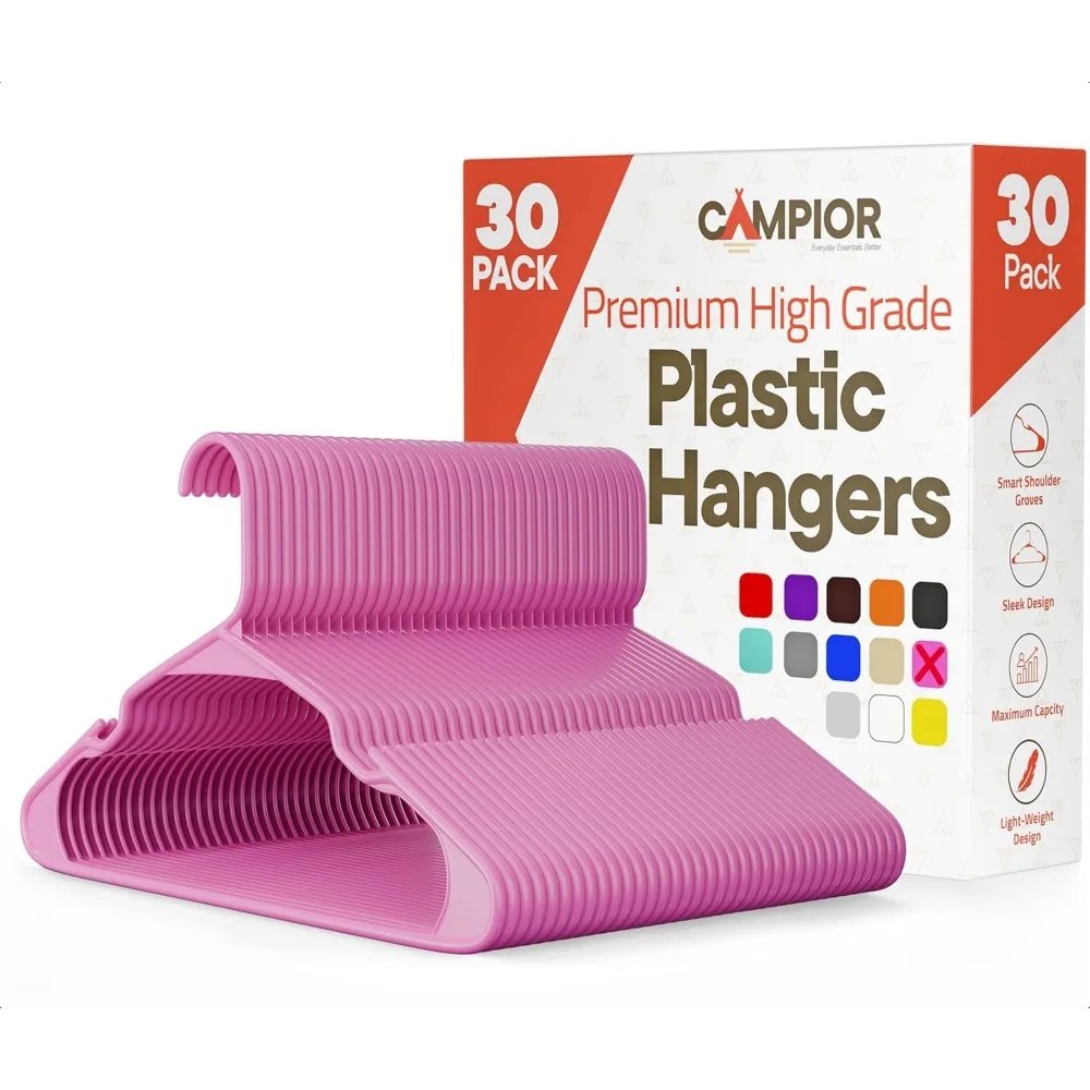 30 Pack Pink Plastic Hangers Slim Heavy Duty Space Saving Non Slip Notches for Dresses Suits Jackets
30 Pack Pink Plastic Hangers Slim Heavy Duty Space Saving Non Slip Notches for Dresses Suits Jackets