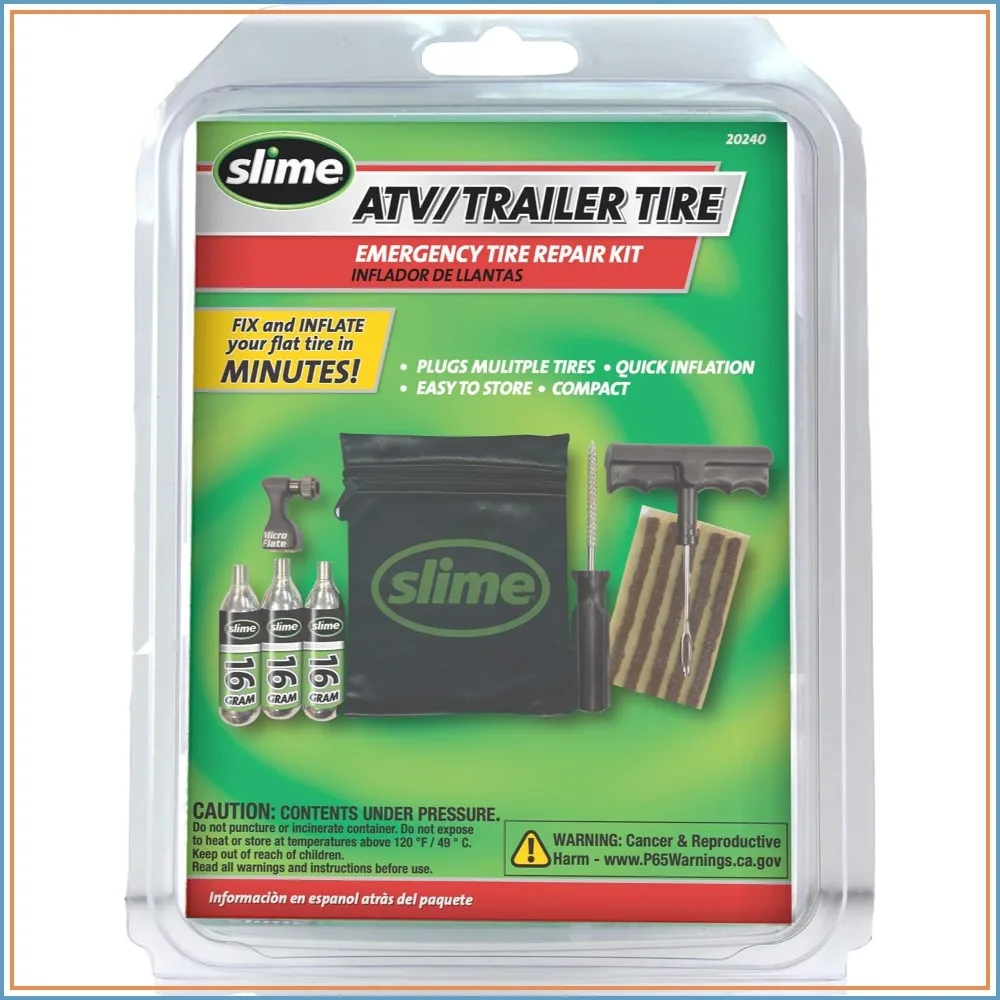 Tire Repair & Inflation Kit for Tubeless Tires, ATV & Trailer Emergency Puncture Repair, Quick & Easy with Mini Inflator
Tire Repair & Inflation Kit for Tubeless Tires, ATV & Trailer Emergency Puncture Repair, Quick & Easy with Mini Inflator